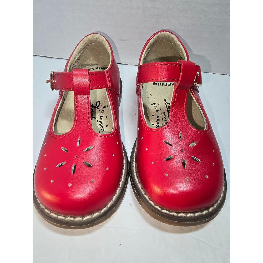 Footmates Sherry Red Leather T-Strap Mary Jane Shoes Kids Size 6 Medium 2522